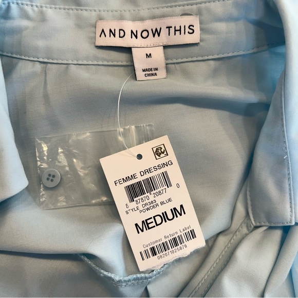 *NWT* And Now This Long Sleeve Pleated Wrap Mini Dress, Sz M, Pastel Blue - Picture 8 of 10